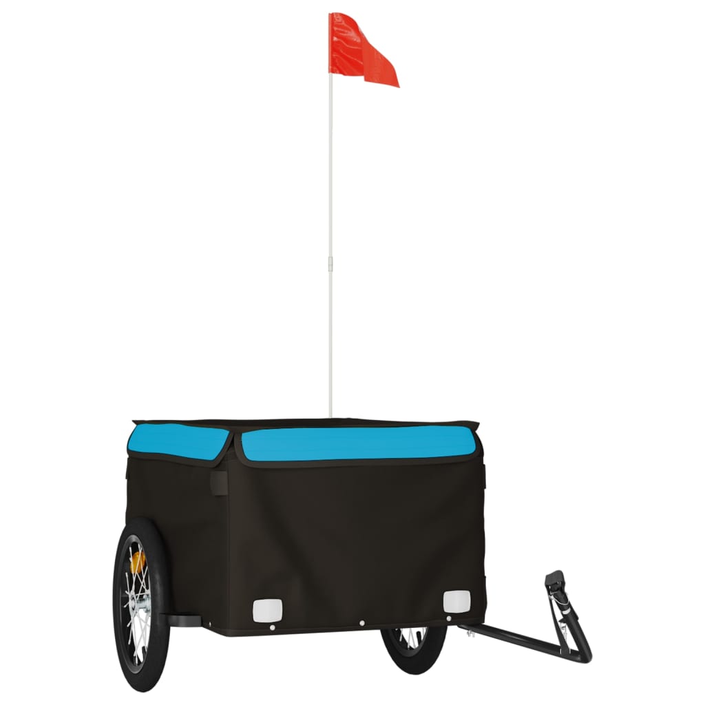 VidaXL remorque à vélo 45 kg fer noir et bleu