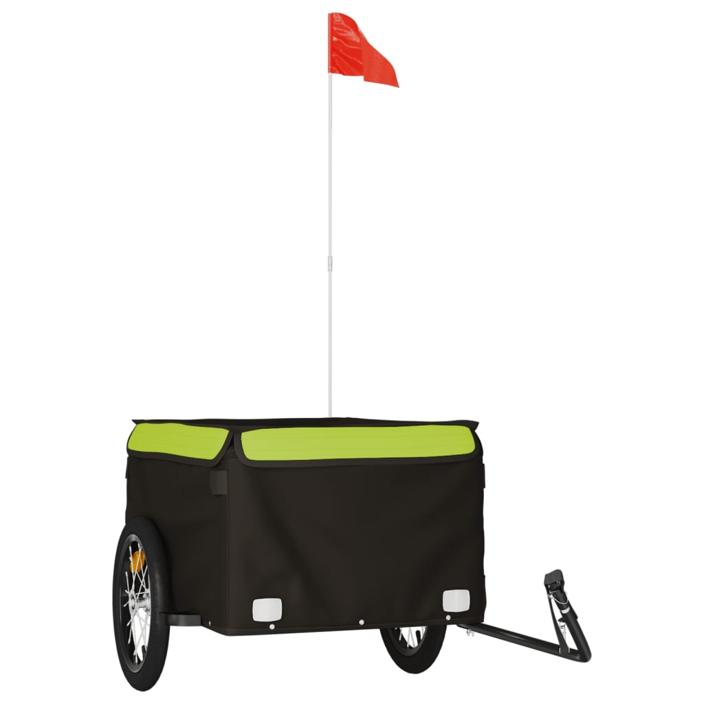 VidaXL remorque à vélo 45 kg fer noir et vert