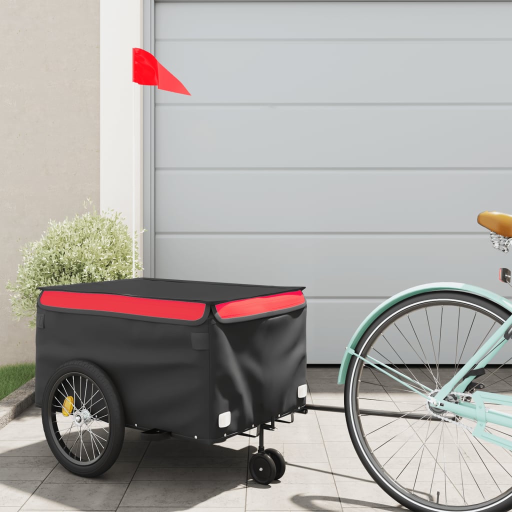 VidaXL remorque à vélo 30 kg fer noir et rouge