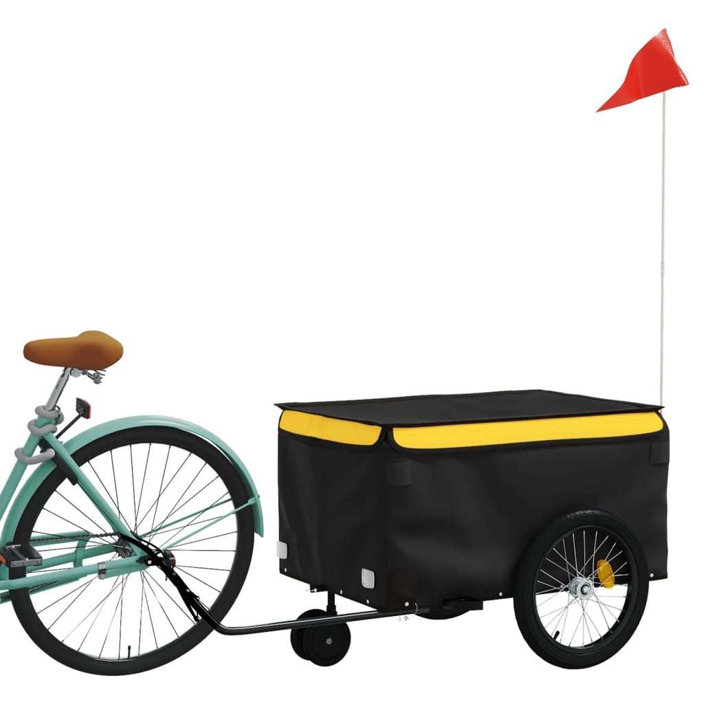 Vidaxxl remorque à vélo 30 kg fer noir et jaune