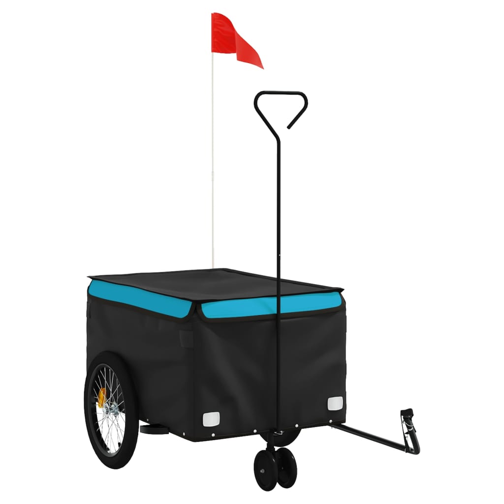 VidaXL remorque à vélo 30 kg fer noir et bleu