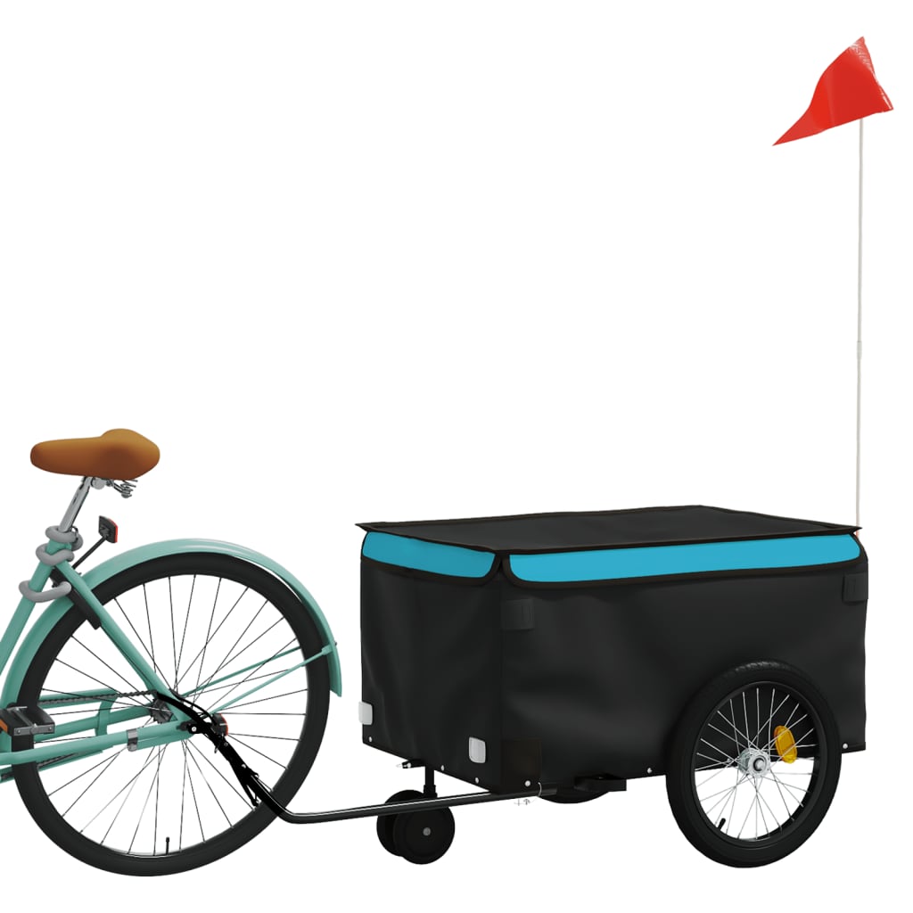 VidaXL remorque à vélo 30 kg fer noir et bleu