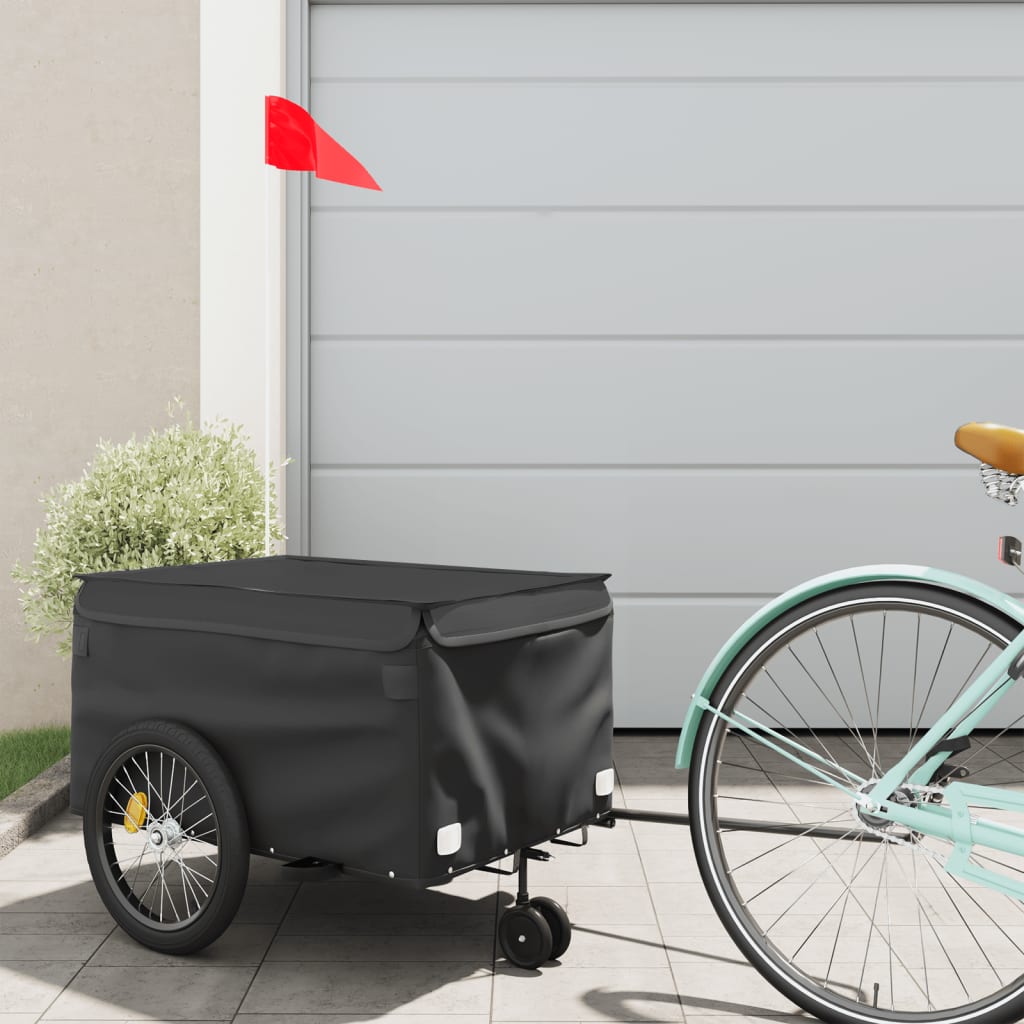 VidaXL remorque à vélo 30 kg fer noir