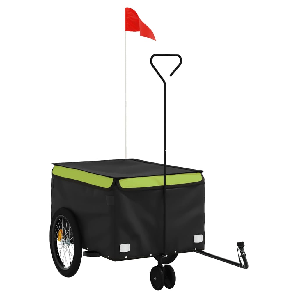 Vidaxxl remorque à vélo 30 kg fer noir et vert