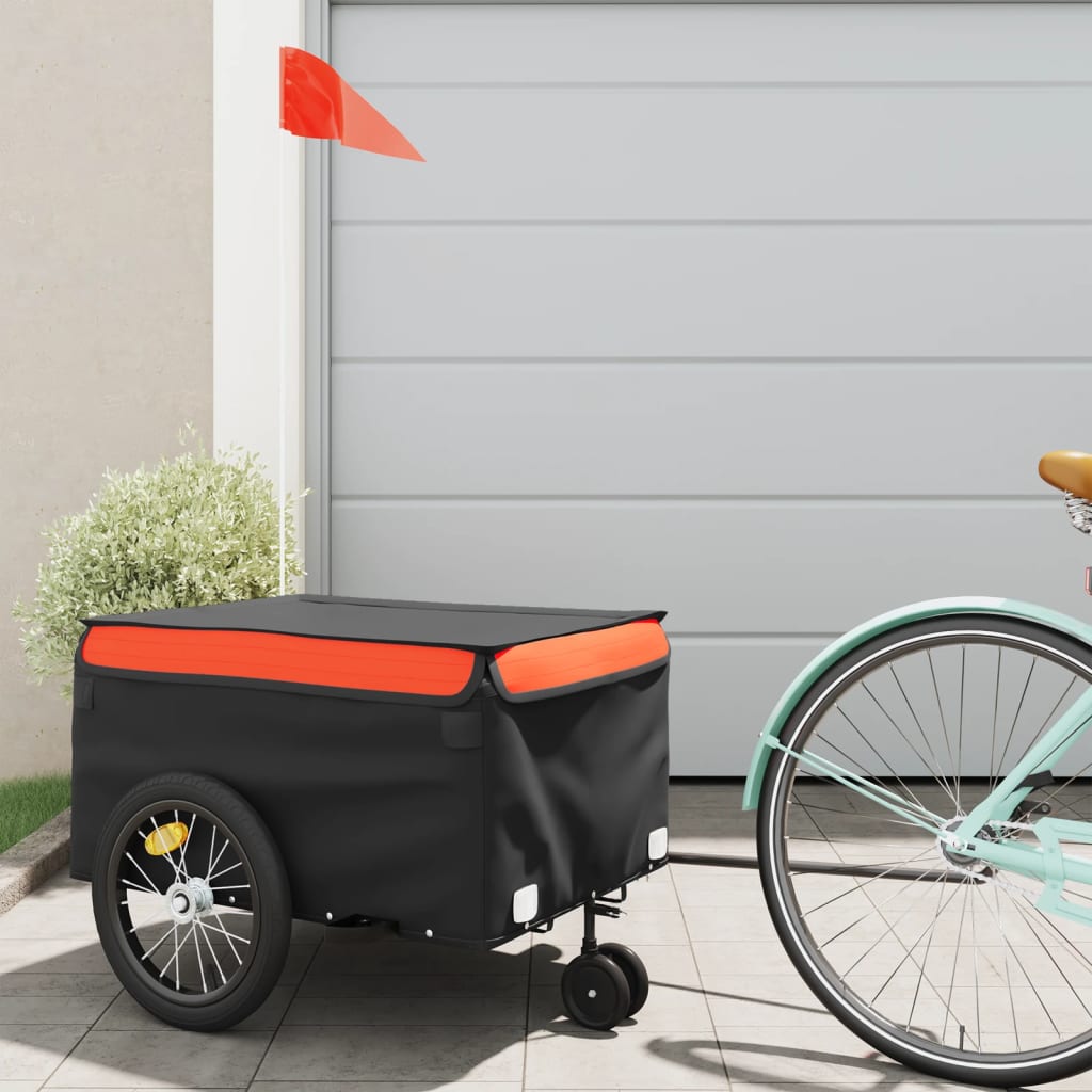 VidaXL remorque à vélo 45 kg fer noir et orange