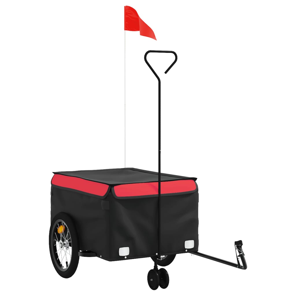 Vidaxxl remorque à vélo 45 kg fer noir et rouge
