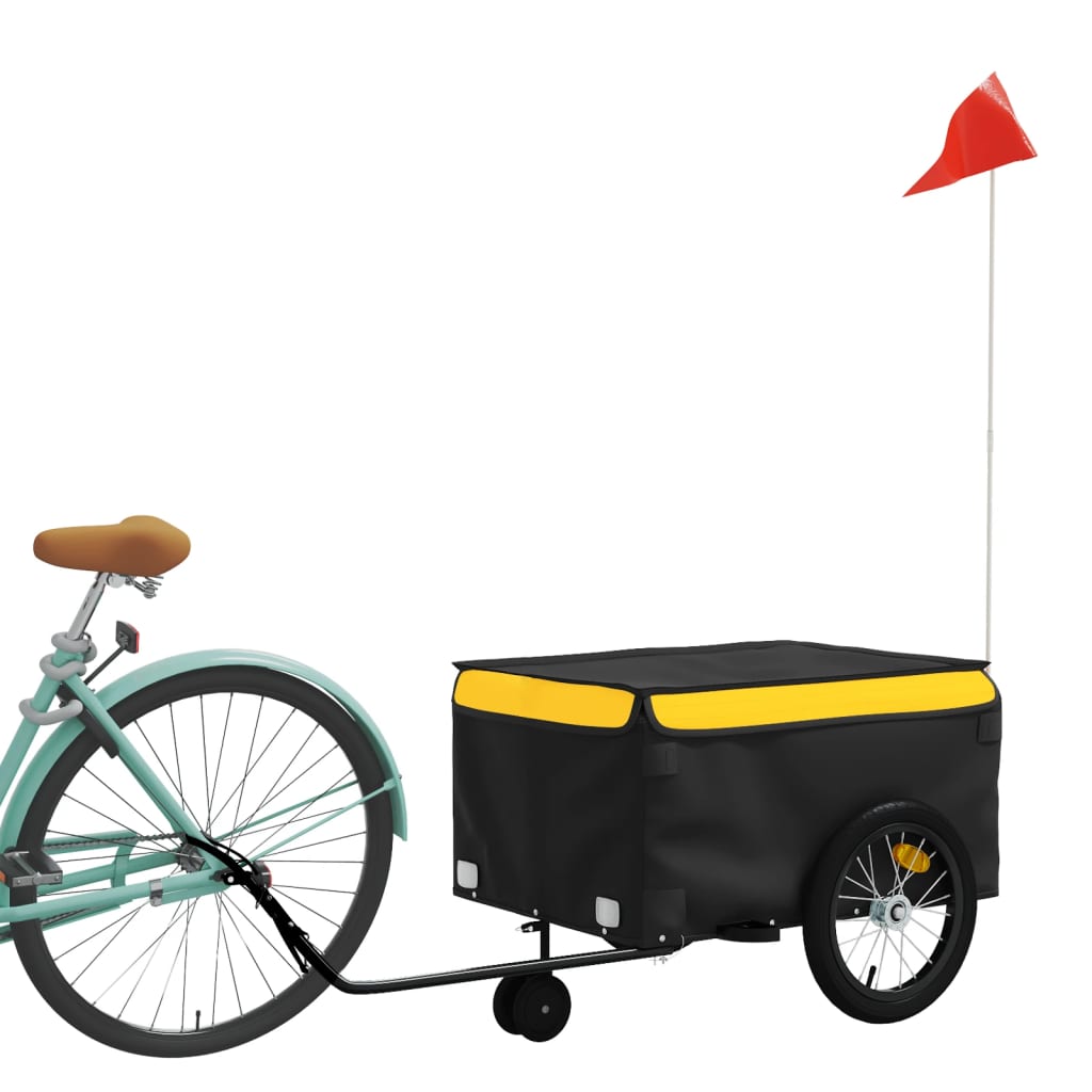 Vidaxxl remorque à vélo 45 kg fer noir et jaune