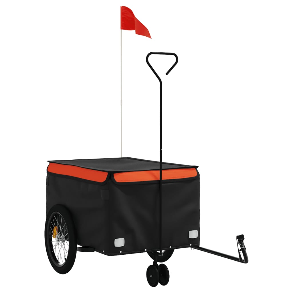 VidaXL remorque à vélo 45 kg fer noir et orange