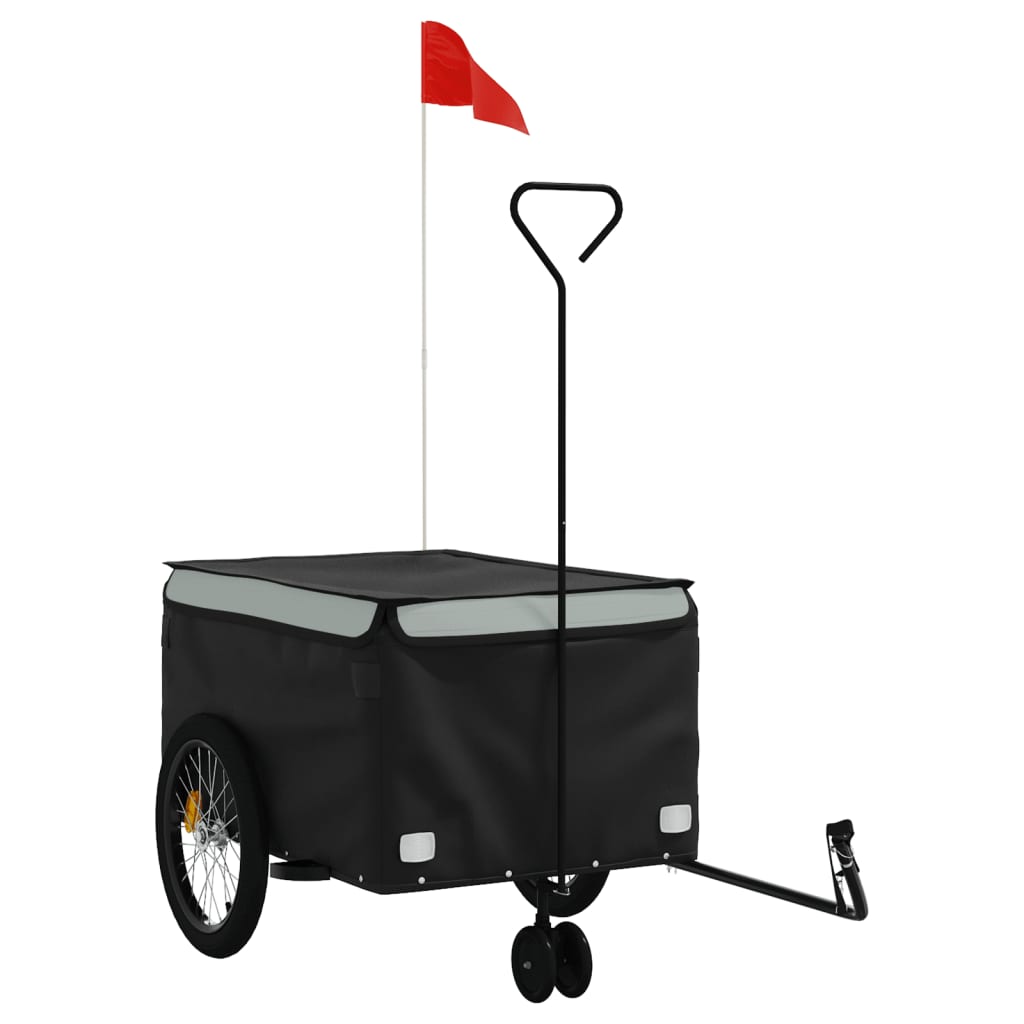 Vidaxxl remorque à vélo 45 kg fer noir et gris