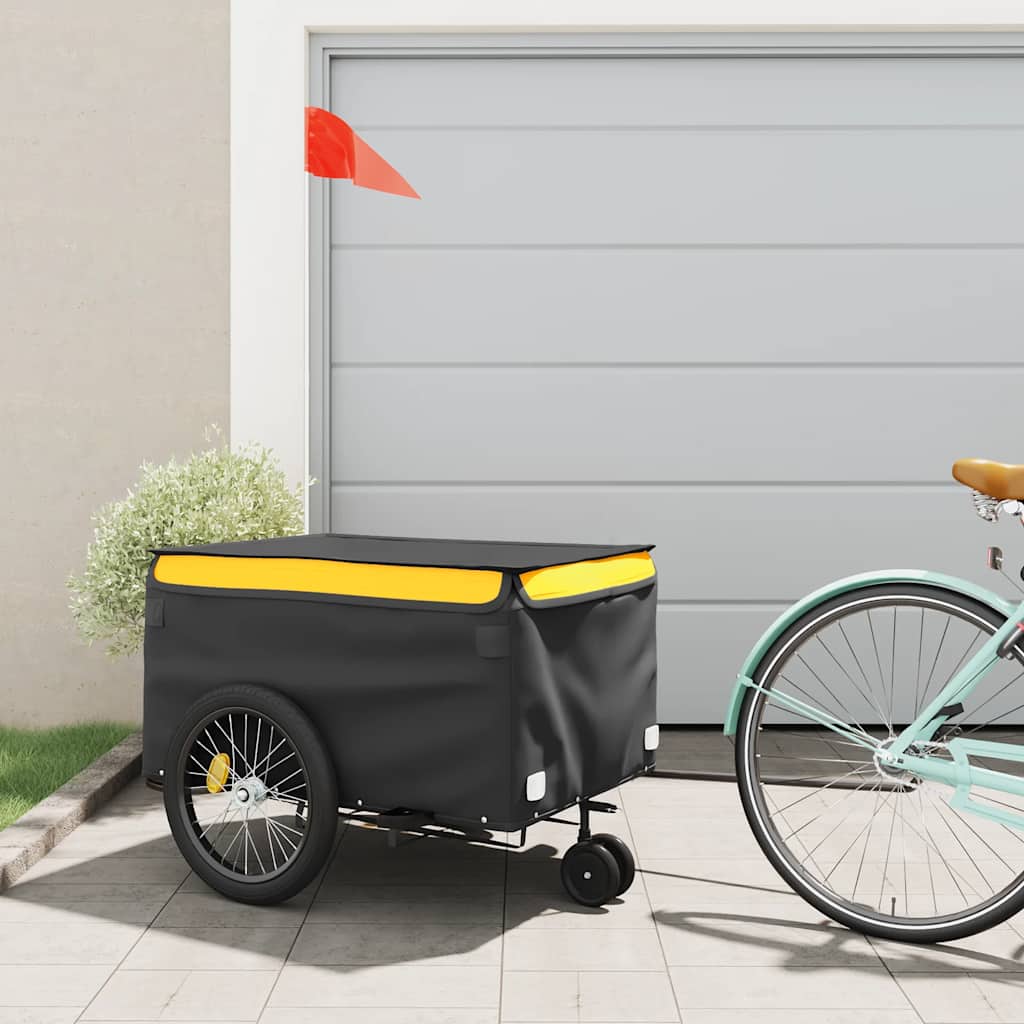 Vidaxxl remorque à vélo 45 kg fer noir et jaune