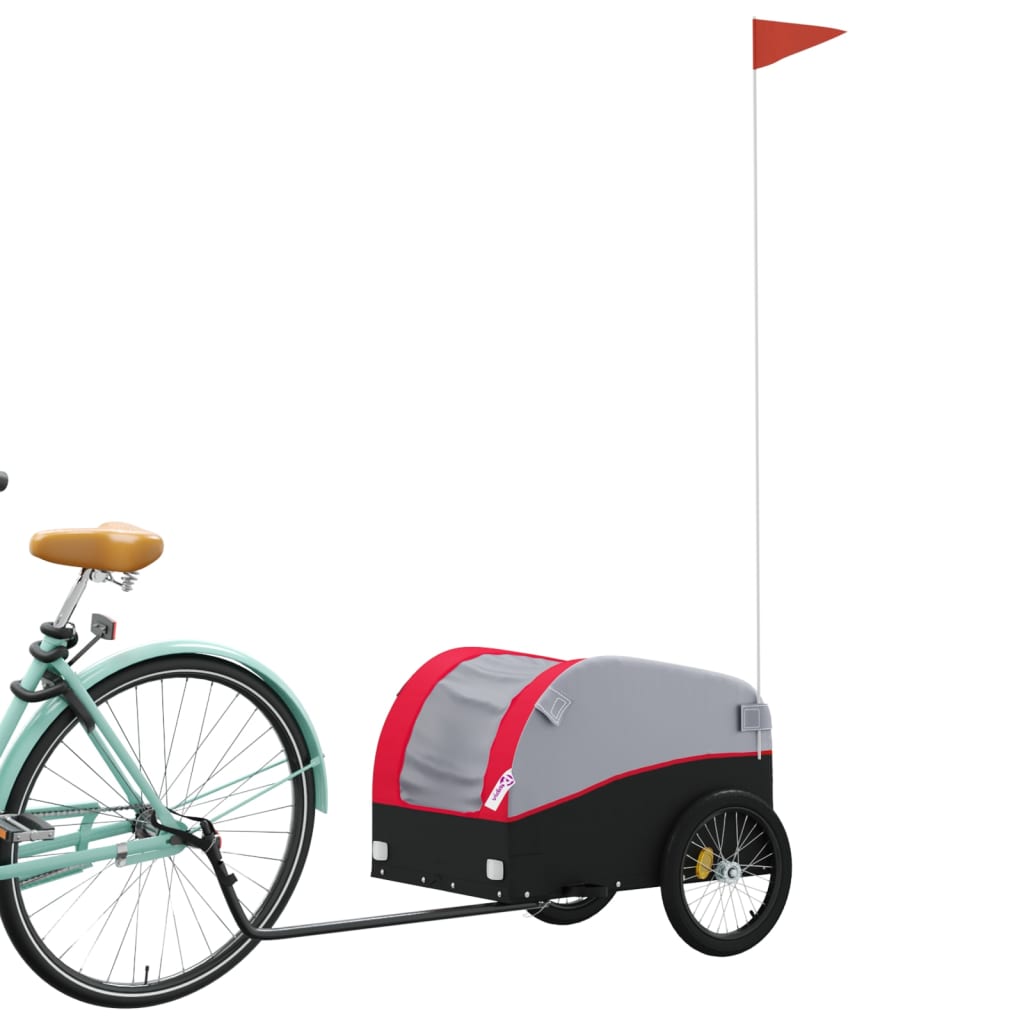 VidaXL remorque à vélo 30 kg fer noir et rouge