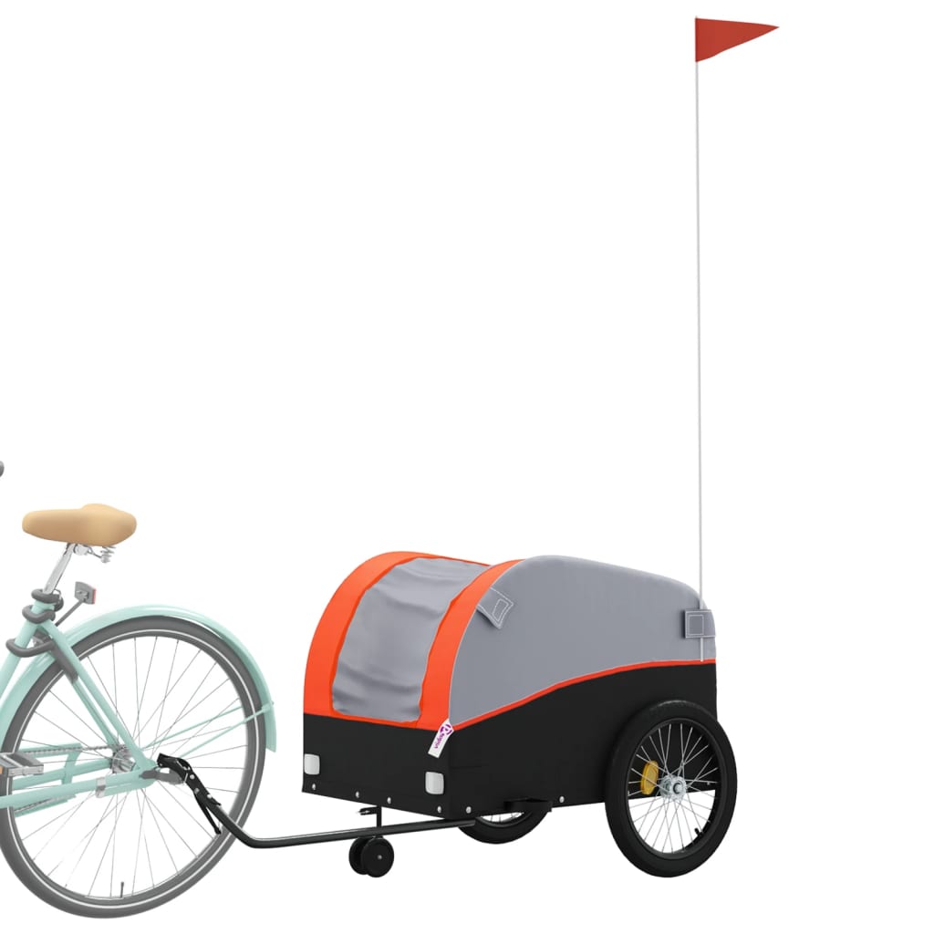 VidaXL remorque à vélo 45 kg fer noir et orange