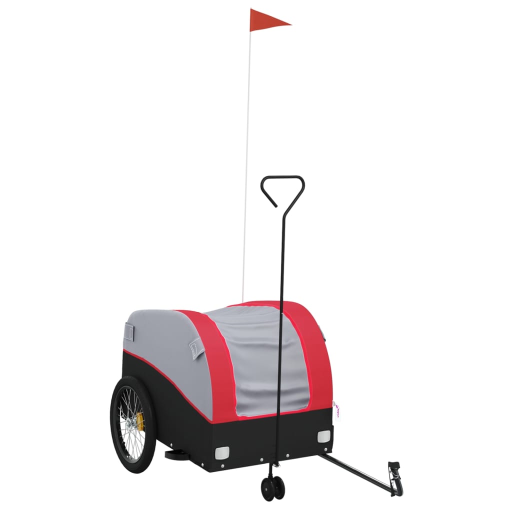 Vidaxxl remorque à vélo 45 kg fer noir et rouge