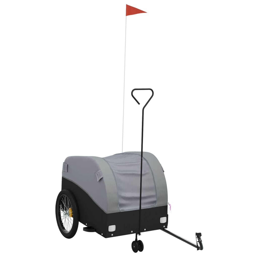 Vidaxxl remorque à vélo 45 kg fer noir et gris