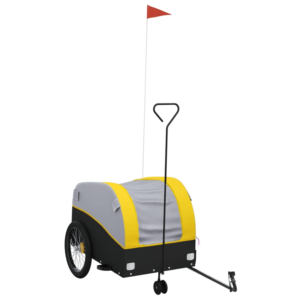 Vidaxxl remorque à vélo 45 kg fer noir et jaune