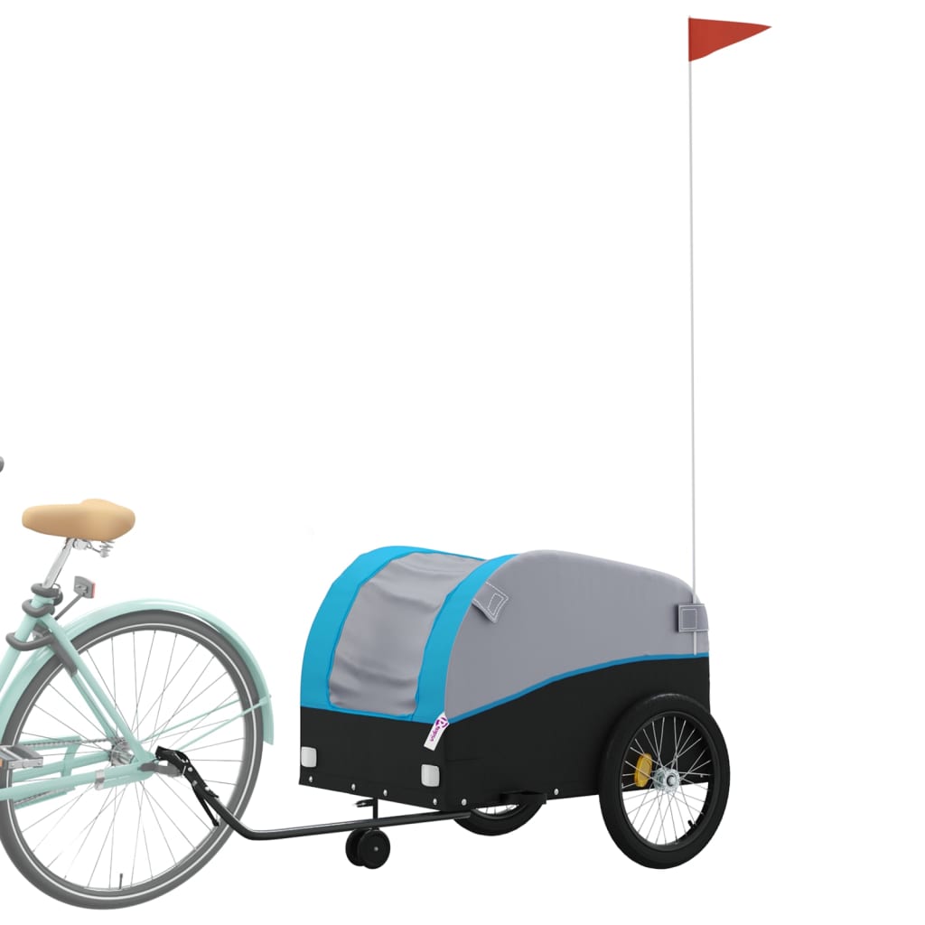 VidaXL remorque à vélo 45 kg fer noir et bleu