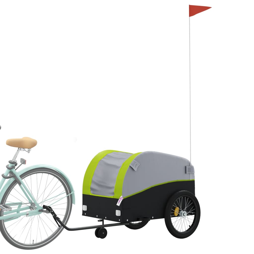 VidaXL remorque à vélo 45 kg fer noir et vert