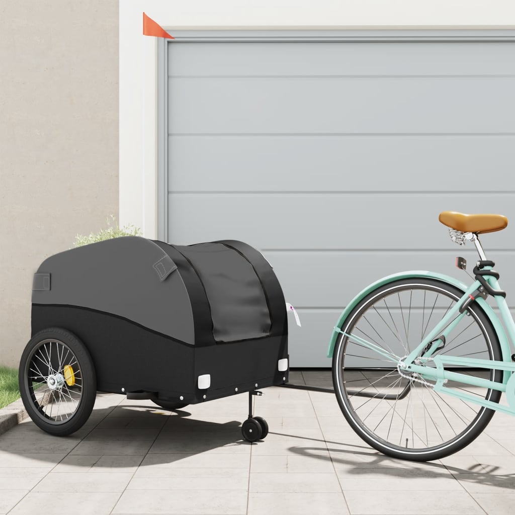 VidaXL remorque à vélo 45 kg fer noir