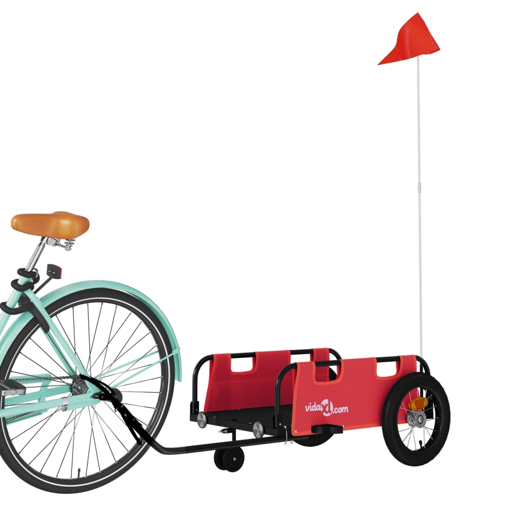Vidaxl remorque vélo tissu oxford et fer rouge