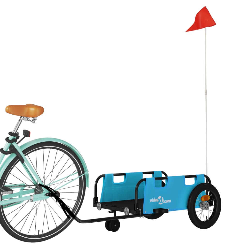 Vidaxl remorque vélo tissu oxford et fer bleu