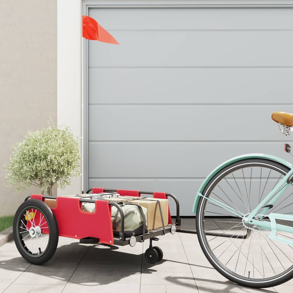 Vidaxl remorque vélo tissu oxford et fer rouge