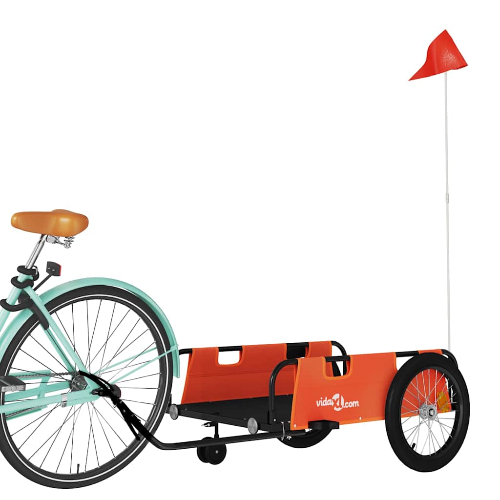 Vidaxl remorque vélo tissu oxford et fer orange et noir