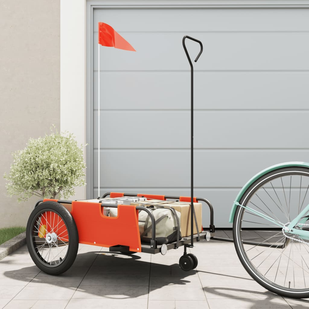 Vidaxl remorque vélo tissu oxford et fer orange et noir
