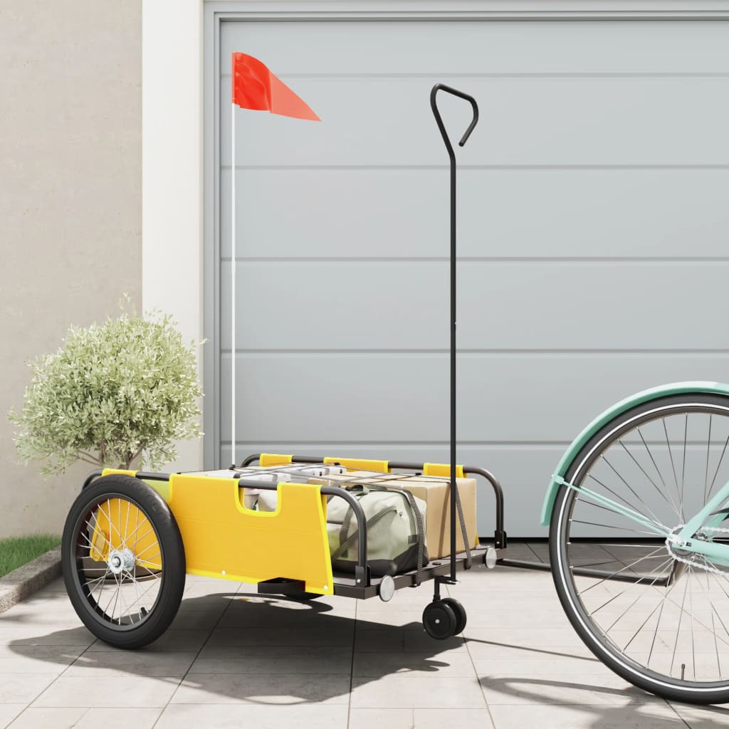 Vidaxl remorque vélo tissu oxford et fer jaune et noir