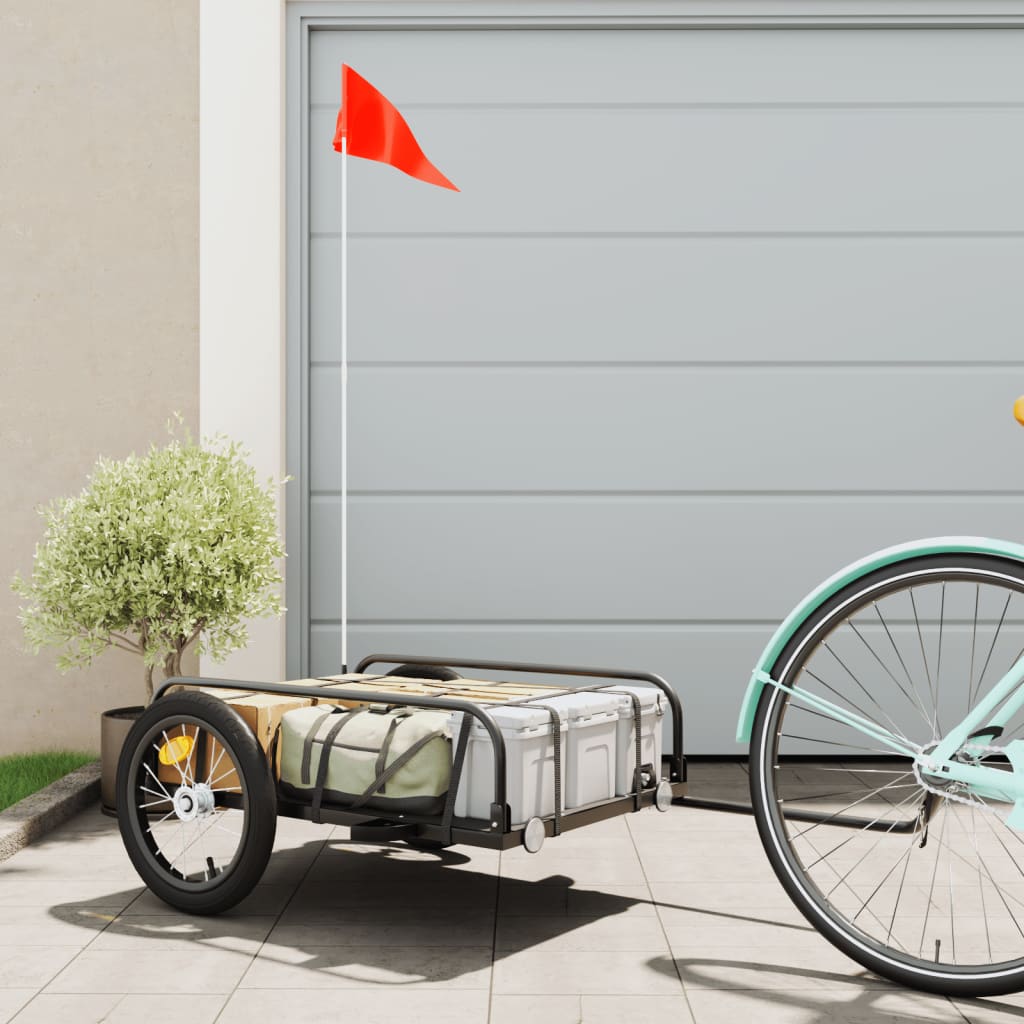 VidaXL remorque à vélo 126x63x34 cm fer noir