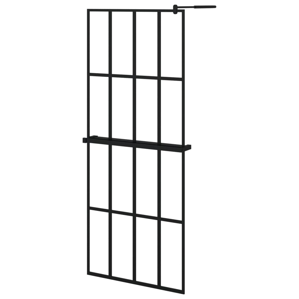 VidaXL Paroi de douche à l'italienne avec étagère 80x195 cm ESG-Verre aluminium noir