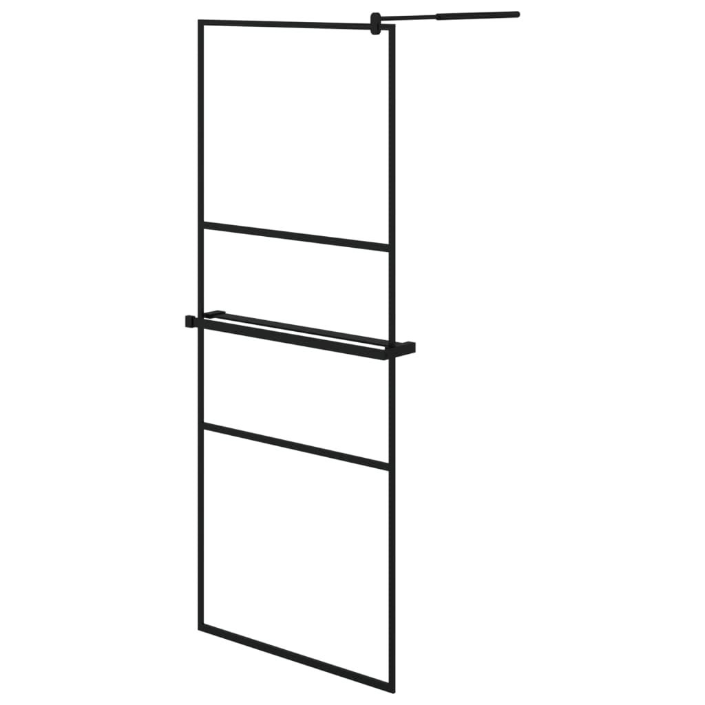 VidaXL Paroi de douche à l'italienne avec étagère 80x195 cm ESG-Verre aluminium noir