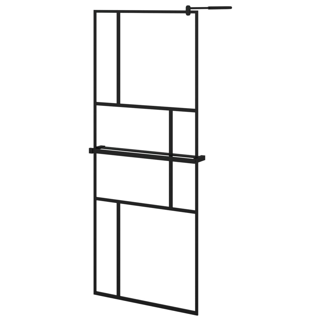 VidaXL Paroi de douche à l'italienne avec étagère 80x195 cm ESG-Verre aluminium noir