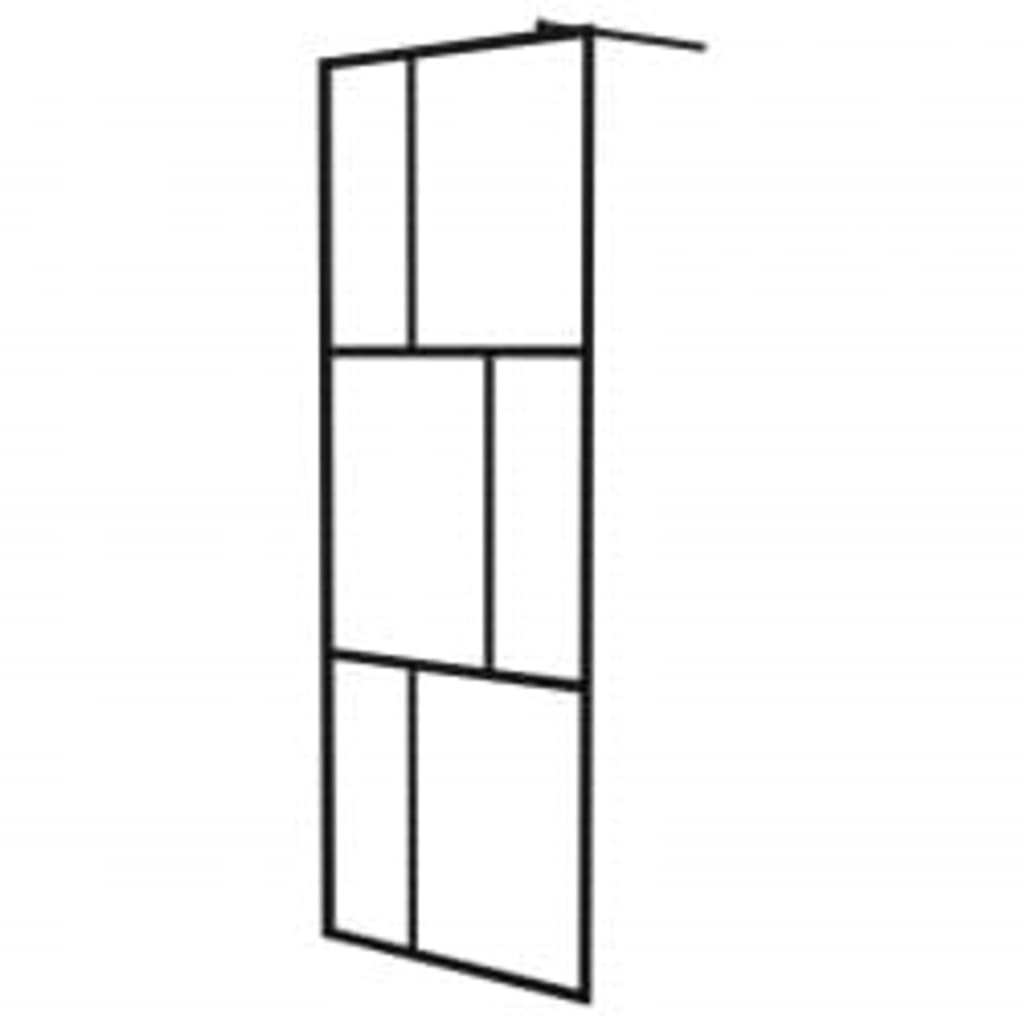 VidaXL Paroi de douche à l'italienne avec étagère 80x195 cm ESG-Verre aluminium noir