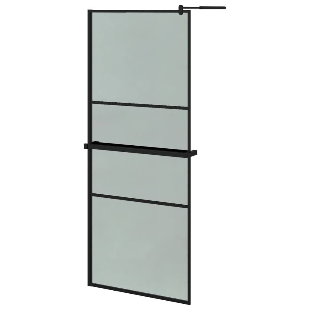 VidaXL Paroi de douche à l'italienne avec étagère 80x195 cm ESG-Verre aluminium noir