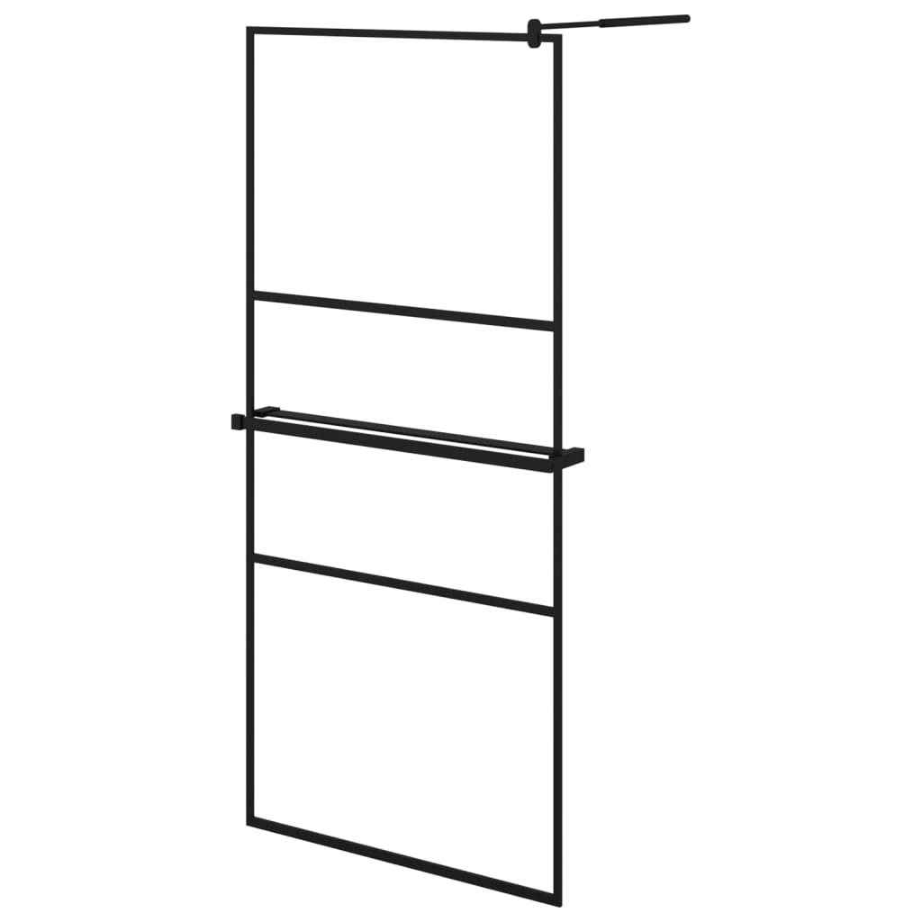 VidaXL Paroi de douche à l'italienne avec étagère 90x195 cm ESG verre aluminium noir
