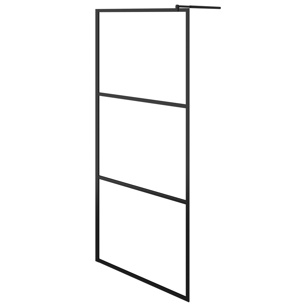 VidaXL Paroi de douche à l'italienne avec étagère 90x195 cm ESG verre aluminium noir