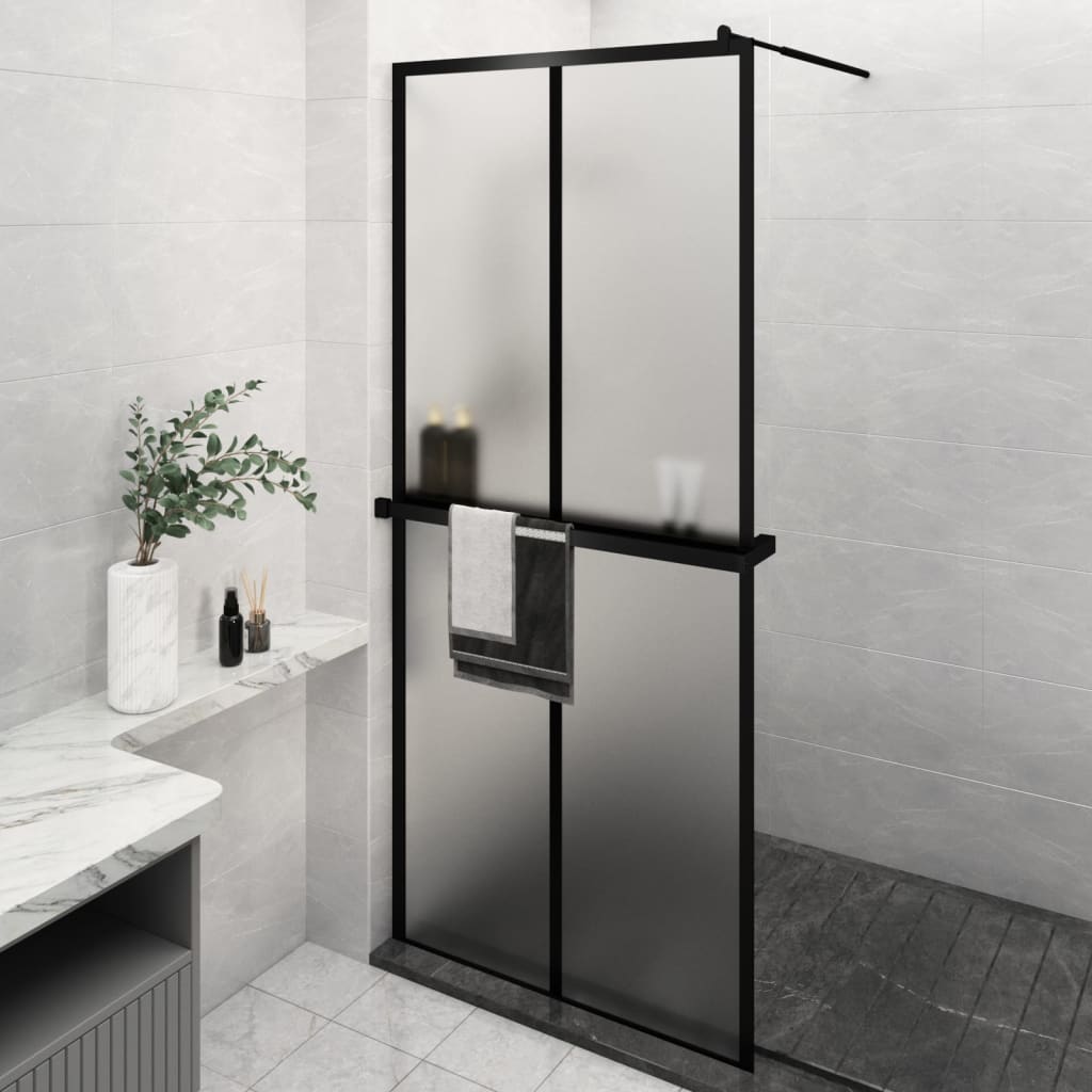VidaXL Paroi de douche à l'italienne avec étagère 100x195 cm ESG verre aluminium noir