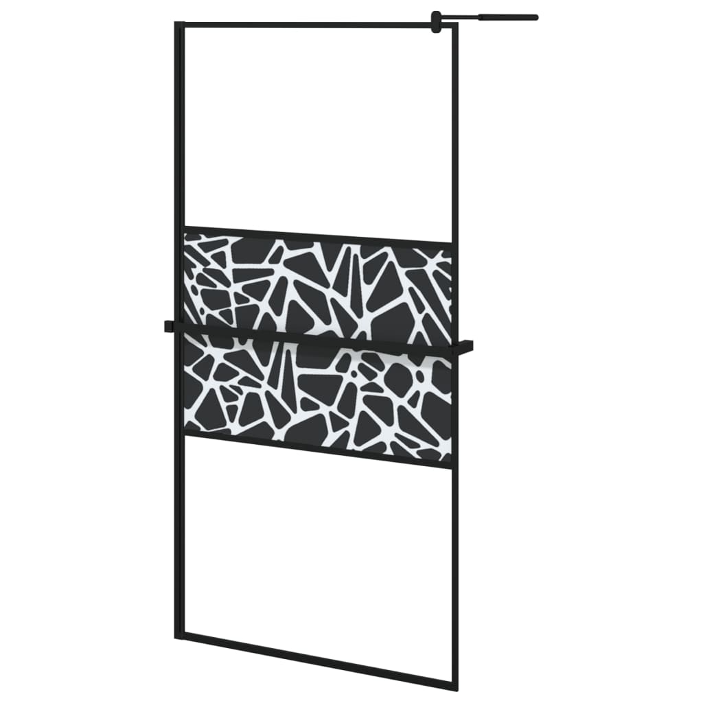 VidaXL Paroi de douche à l'italienne avec étagère 100x195 cm ESG verre aluminium noir