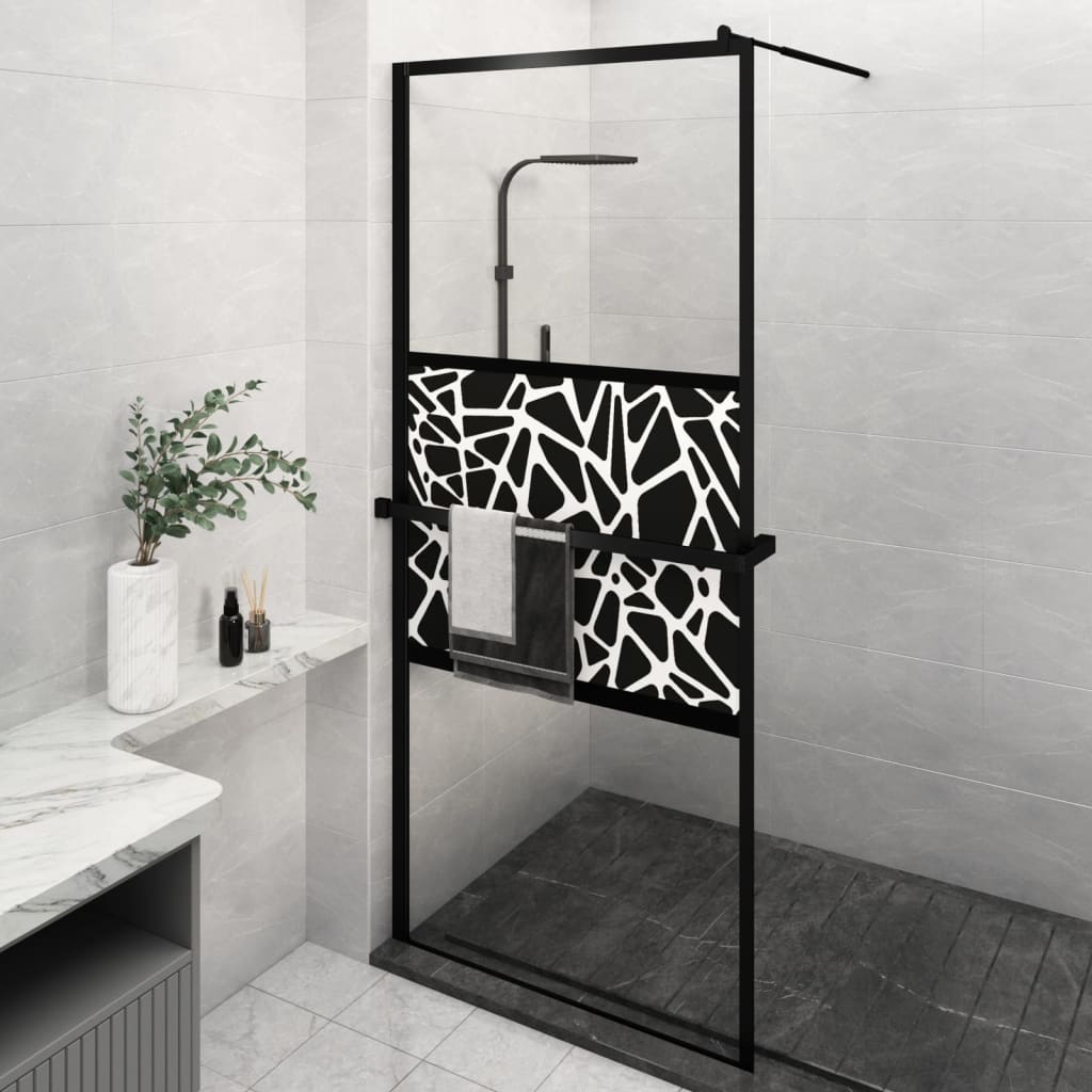 VidaXL Paroi de douche à l'italienne avec étagère 100x195 cm ESG verre aluminium noir
