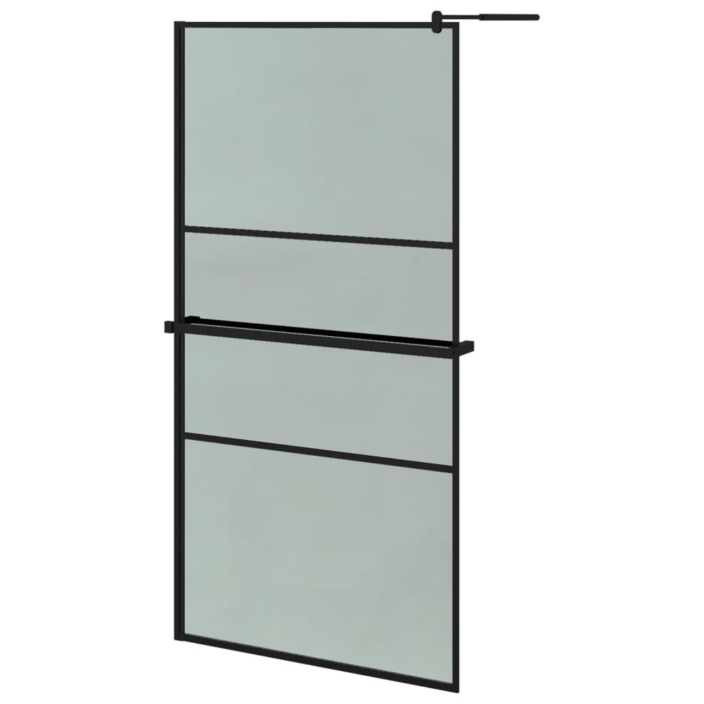 VidaXL Paroi de douche à l'italienne avec étagère 100x195 cm ESG verre aluminium noir
