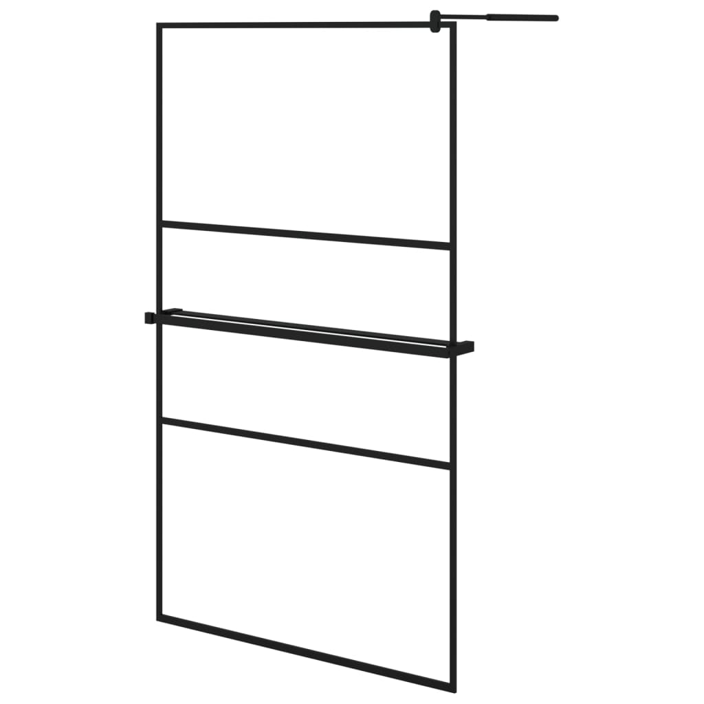 VidaXL Paroi de douche à l'italienne avec étagère 115x195 cm ESG verre aluminium noir