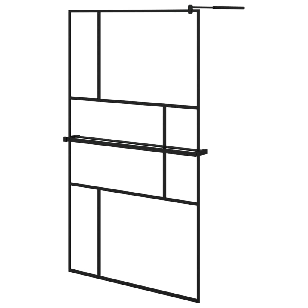 VidaXL Paroi de douche à l'italienne avec étagère 115x195 cm ESG verre aluminium noir