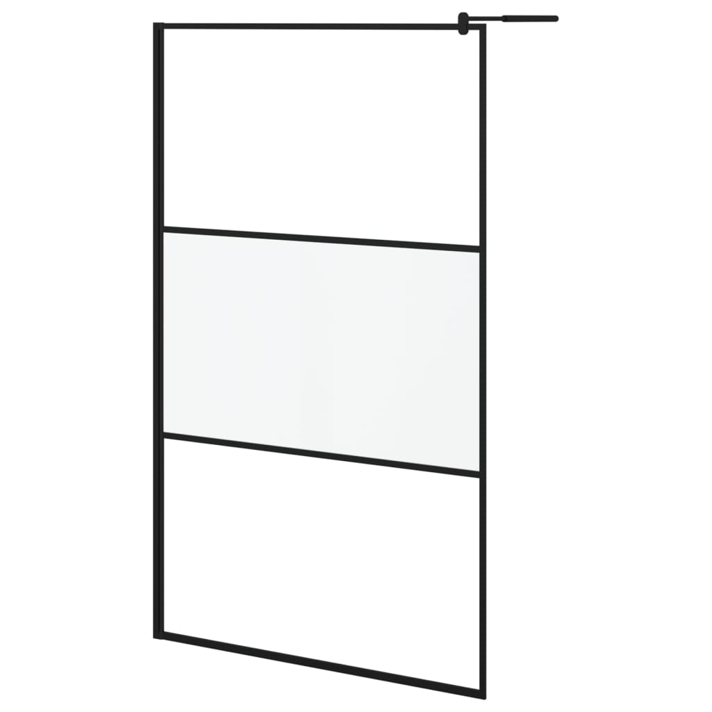 VidaXL Paroi de douche à l'italienne avec étagère 115x195 cm ESG verre aluminium noir
