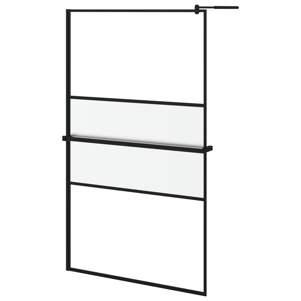 VidaXL Paroi de douche à l'italienne avec étagère 115x195 cm ESG verre aluminium noir