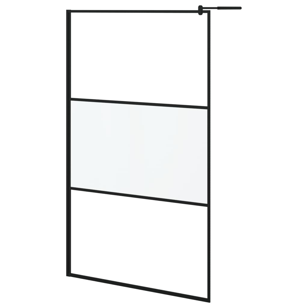 VidaXL Paroi de douche à l'italienne avec étagère 115x195 cm ESG verre aluminium noir