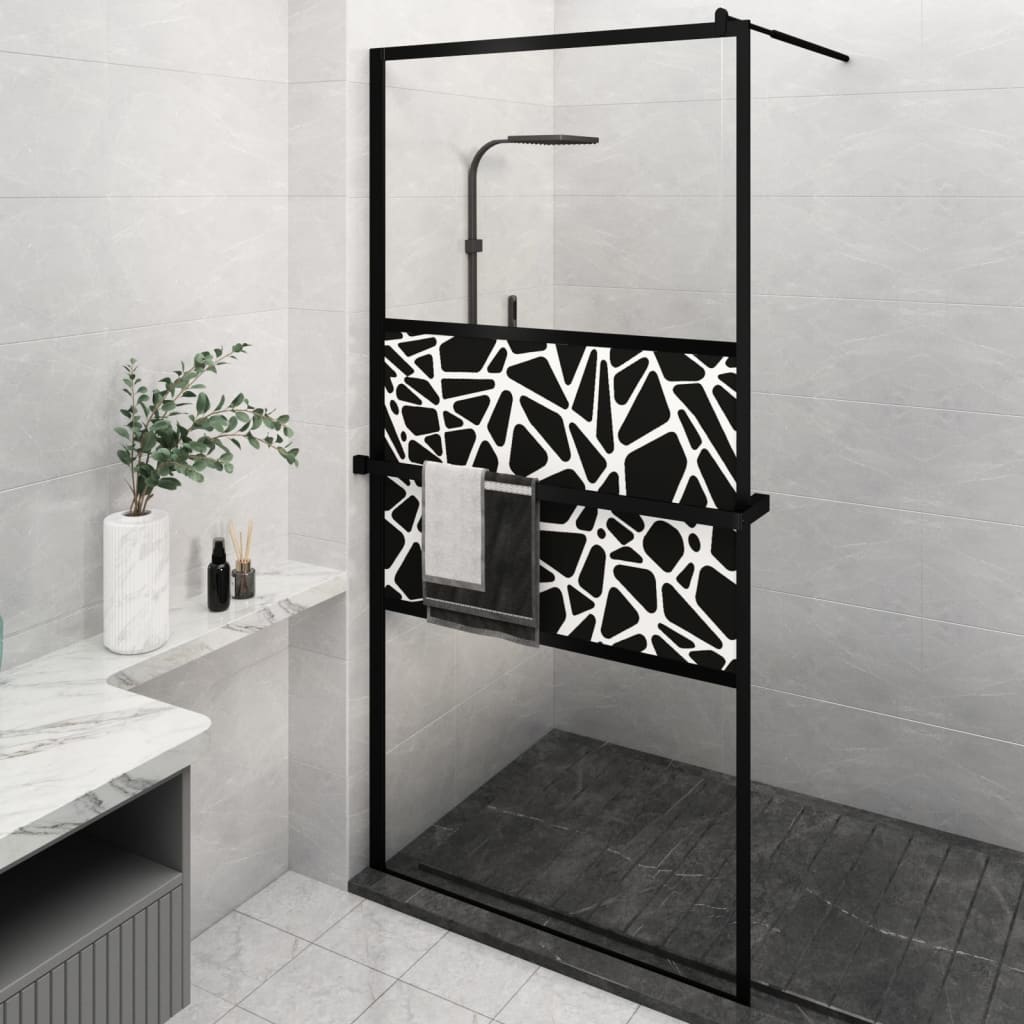 VidaXL Paroi de douche à l'italienne avec étagère 115x195 cm ESG verre aluminium noir