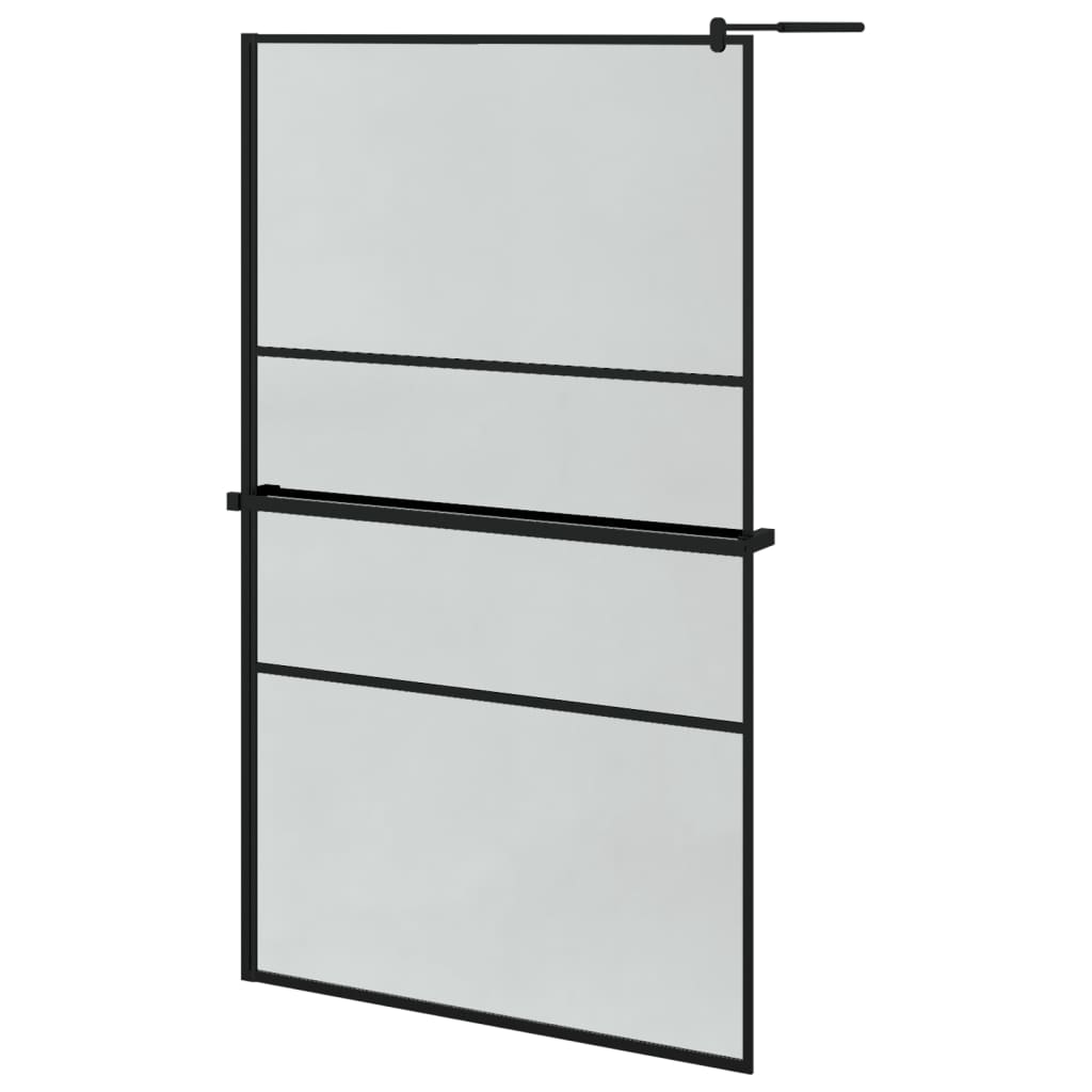 VidaXL Paroi de douche à l'italienne avec étagère 115x195 cm ESG verre aluminium noir