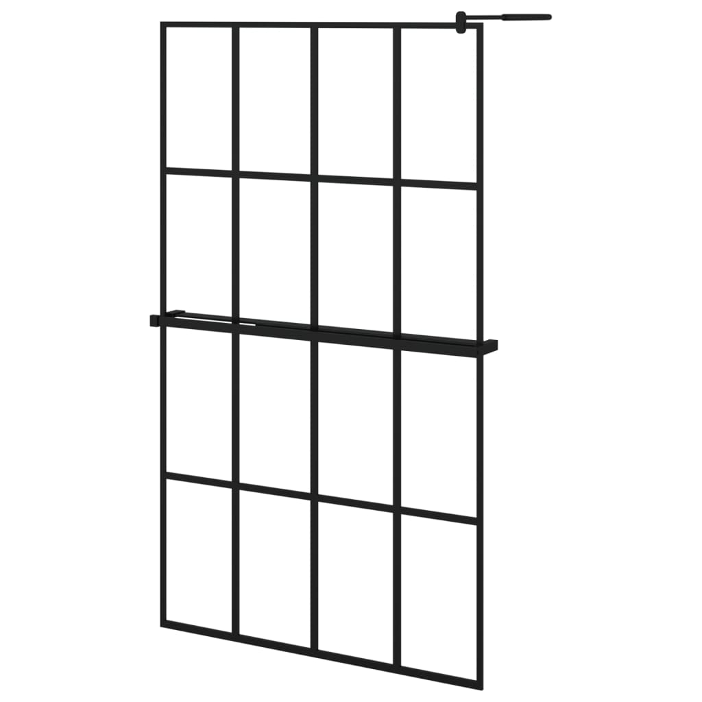 VidaXL Paroi de douche à l'italienne avec étagère 118x190 cm ESG verre aluminium noir