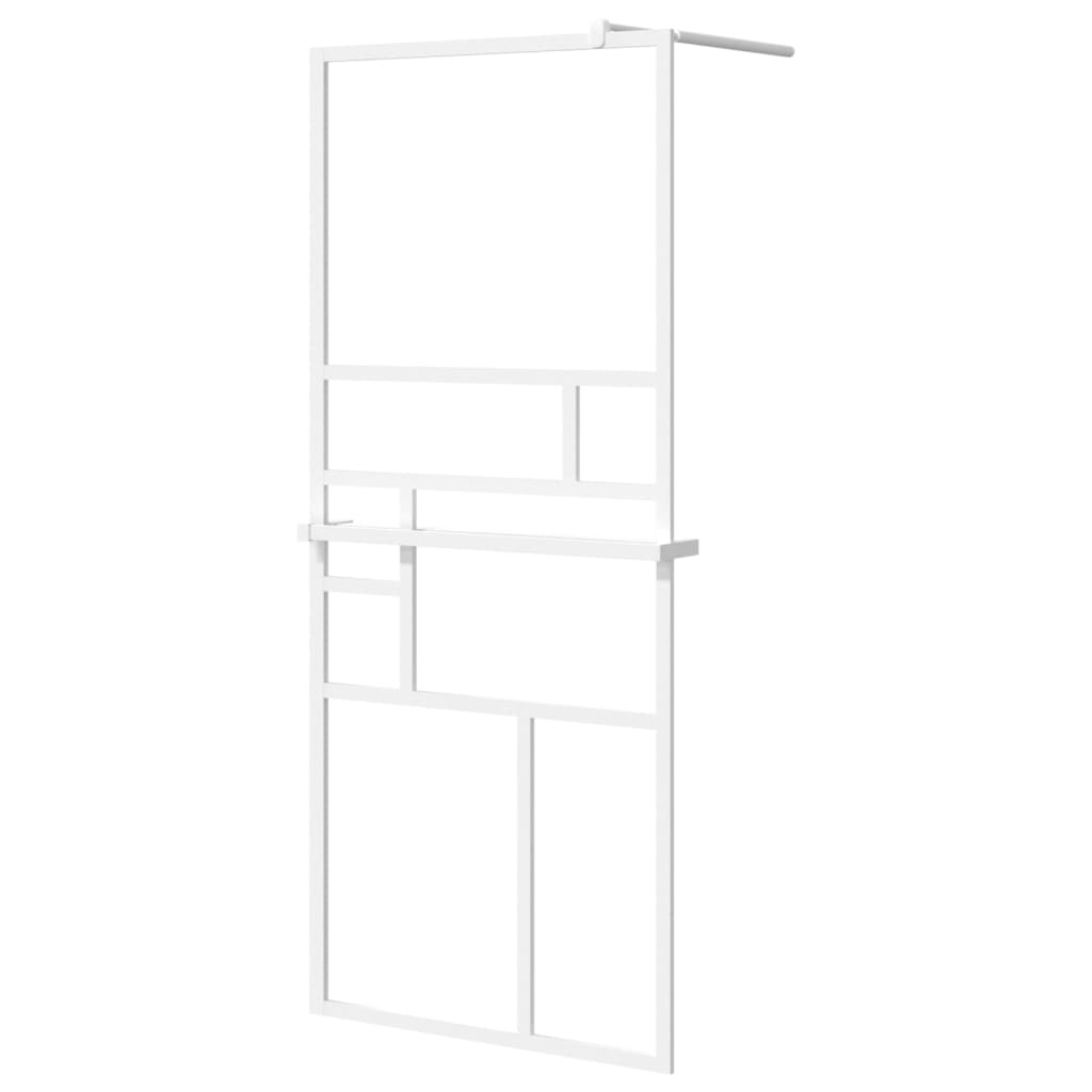VidaXL Paroi de douche à l'italienne avec étagère 90x195 cm ESG verre aluminium blanc