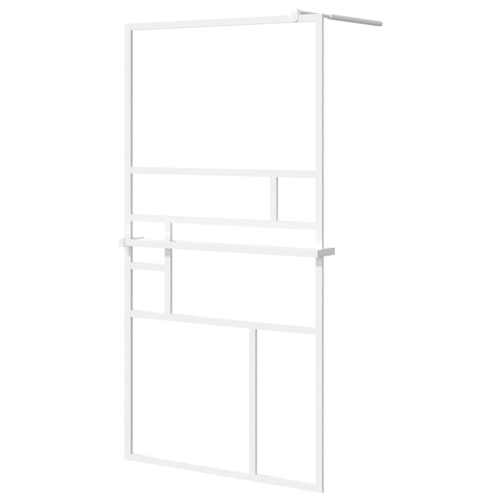 VidaXL Paroi de douche à l'italienne avec étagère 115x195 cm ESG verre aluminium blanc